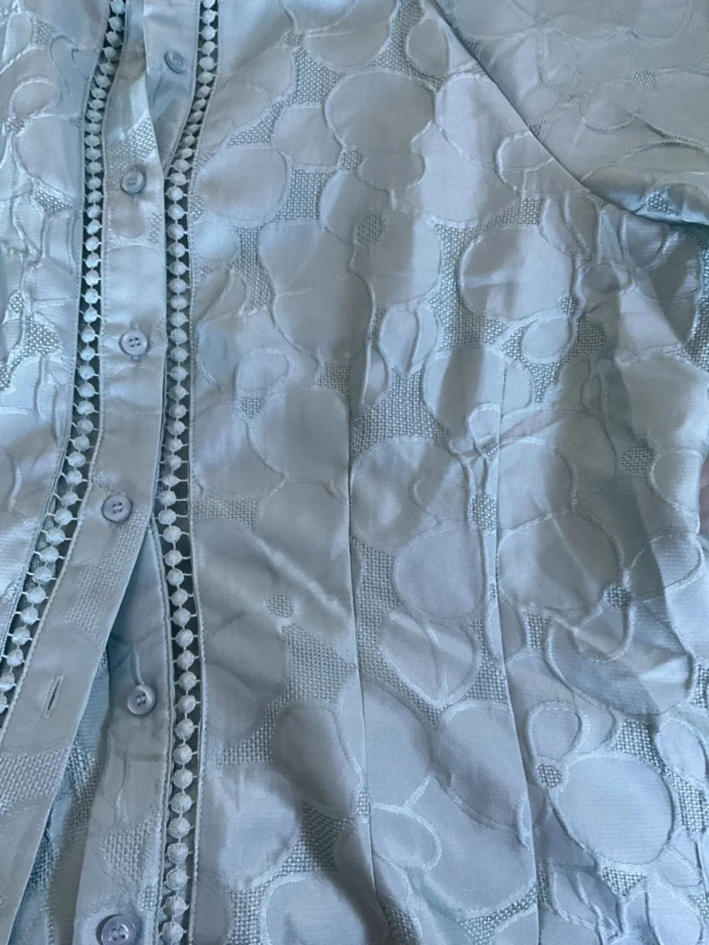 Gracia Light Blue Textured Button-Up Blouse - Picture 2 of 3